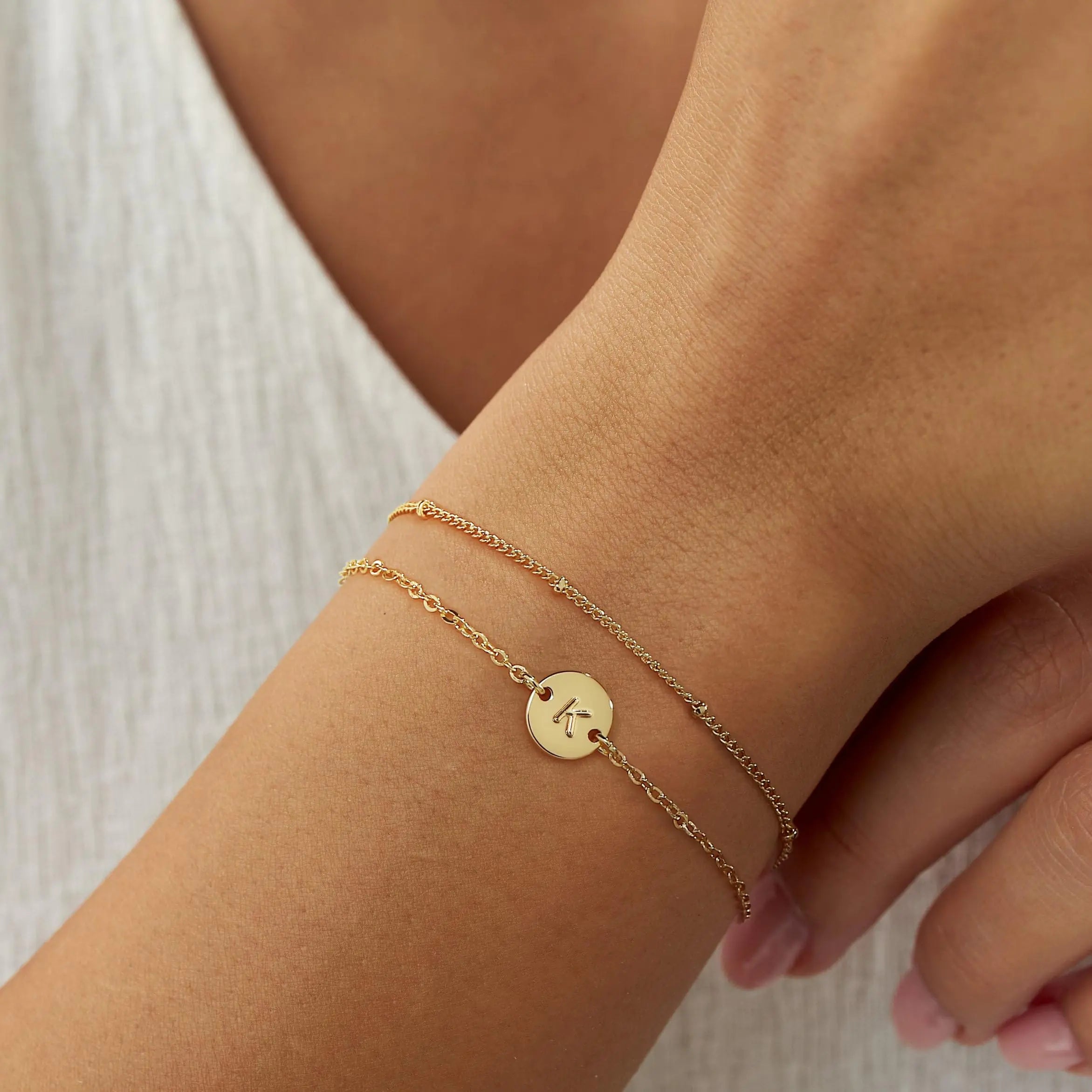 MONOZO 18K Gold Initial Bracelets for Women