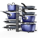 Adjustable 8-Tier Pot and Pan Organizer with Lid Holders