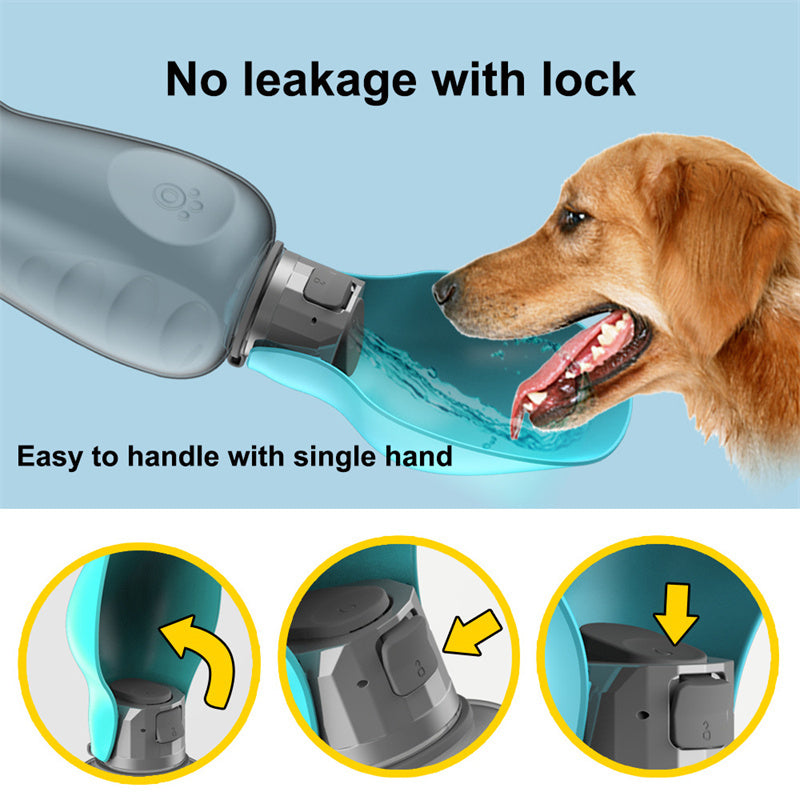 Portable 800ml Leakproof Dog Water Bottle with Foldable Bowl