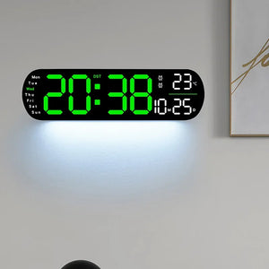 13.78 Inch Remote Control Digital Wall Clock Mood Lighting Timing Countdown 2 Alarm Auto Dimmer DST Plug in Use LED Alarm Clock