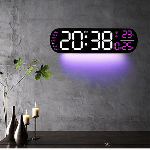 13.78 Inch Remote Control Digital Wall Clock Mood Lighting Timing Countdown 2 Alarm Auto Dimmer DST Plug in Use LED Alarm Clock