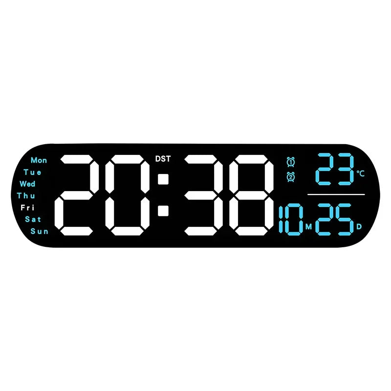 13.78 Inch Remote Control Digital Wall Clock Mood Lighting Timing Countdown 2 Alarm Auto Dimmer DST Plug in Use LED Alarm Clock