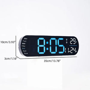 13.78 Inch Remote Control Digital Wall Clock Mood Lighting Timing Countdown 2 Alarm Auto Dimmer DST Plug in Use LED Alarm Clock