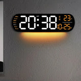 13.78 Inch Remote Control Digital Wall Clock Mood Lighting Timing Countdown 2 Alarm Auto Dimmer DST Plug in Use LED Alarm Clock