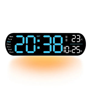 13.78 Inch Remote Control Digital Wall Clock Mood Lighting Timing Countdown 2 Alarm Auto Dimmer DST Plug in Use LED Alarm Clock