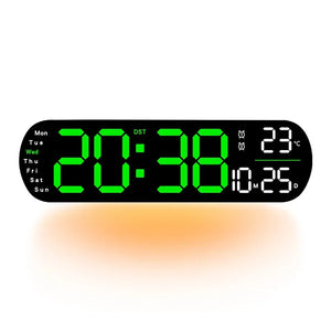 13.78 Inch Remote Control Digital Wall Clock Mood Lighting Timing Countdown 2 Alarm Auto Dimmer DST Plug in Use LED Alarm Clock