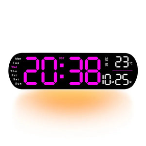 13.78 Inch Remote Control Digital Wall Clock Mood Lighting Timing Countdown 2 Alarm Auto Dimmer DST Plug in Use LED Alarm Clock