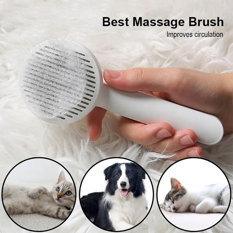 Self-Cleaning Cat and Dog Grooming Brush for All Hair Types