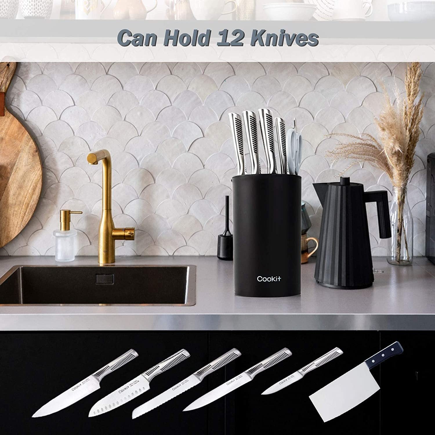 Universal Knife Block Holder with Scissor Slot